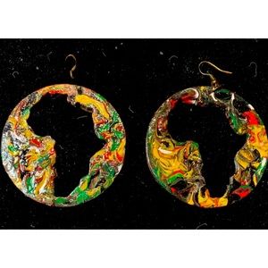 Africa Cutout Wooden Earrings